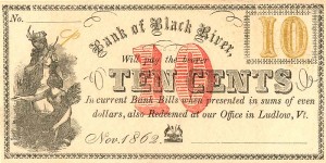 Bank of Black River - Ludlow, Vermont - Obsolete Banknote - SOLD